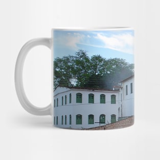 Convent and Church with green doors and windows Mug